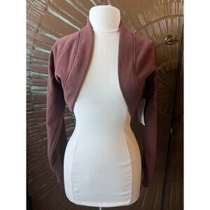NWT Athleta Cropped Sweatshirt Brown Workout Cardigan Open Front Shrug Womens S